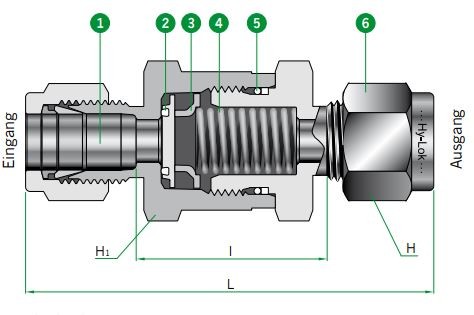 Abmessungen Rückschalgventil CVH1-3 Serie 700H