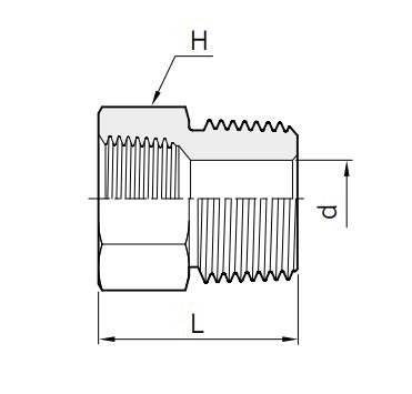 Gewindeadapter, reduziert, Außengewinde auf Innengewinde