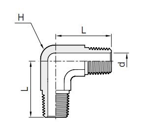 Gewindewinkel, 2 x NPT-Außengewinde 90° beidseitig