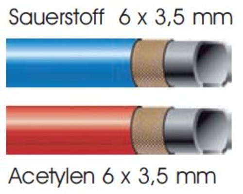 Montierter Autogenschlauch Sauerstoff 6x3,5mm / Acetylen 6x3,5mm