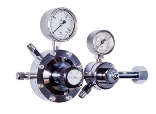 Flaschendruckminderer, Synthetische Luft, 2stufig, Edelstahl, 5-50 mbar