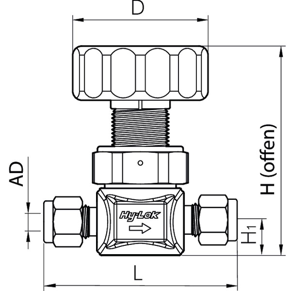 Hy-Lok Membranventil – Serie DVH, Niederdruck, Hy-Lok Rohrverschraubung
