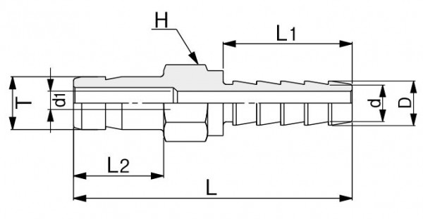 Schlauchverbinder HCT mit Rohrstutzen metrisch