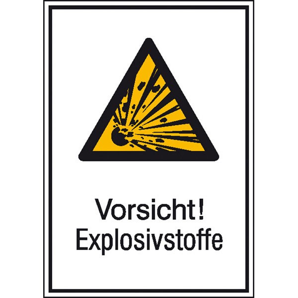 Warn-Kombischild Vorsicht! Explosivstoffe