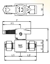 Abmessungen 2-Wege-Kugelhahn Serie P