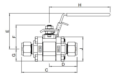 Abmessungen 2-Wege-Kugelhahn Serie SO