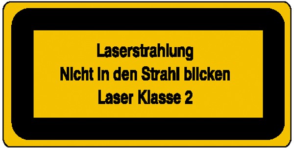 Warn-Zusatzschild - Laserkennzeichnung Laserstrahlung Nicht in den Strahl blicken, Laser Klasse 2