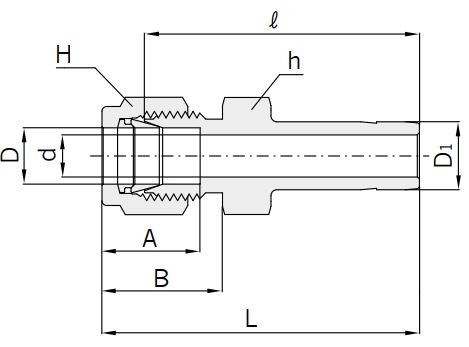 Abmessungen Hy-Lok Reduzierverschraubung gerade Typ CR