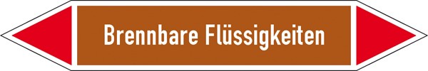 Rohrleitungskennzeichnung auf Bogen Gruppe VIII Brennbare Flüssigkeiten (braun, rot)
