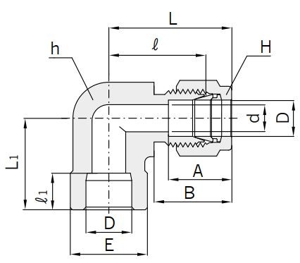 Abbildung Hy-Lok Winkelverschraubung mit Schweißanschlussmuffe Typ CLSW