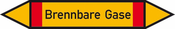 Rohrleitungskennzeichnung Gruppe 4, Brennbare Gase, (rot, gelb, rot) klein