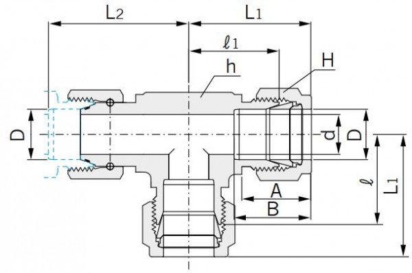 Abmessungen Hy-Lok Verschraubung T-Form Typ CRST