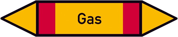 Rohrleitungskennzeichnung Gruppe 4, Brennbare Gase, (rot, gelb, rot) klein