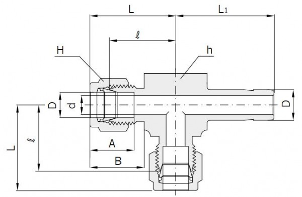 Abmessungen Hy-Lok Verschraubung T-Form Typ CRTA
