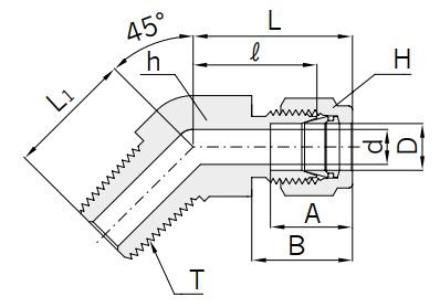 Abmessungen Hy-Lok Einschraubverschraubung L-Form Typ CLMB-N