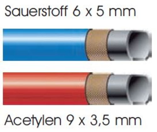Montierter Autogenschlauch Sauerstoff 6x5mm / Acetylen 9x3,5mm