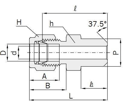 Abmessungen Hy-Lok Verschraubung mit Schweißanschlussohr Typ CWC