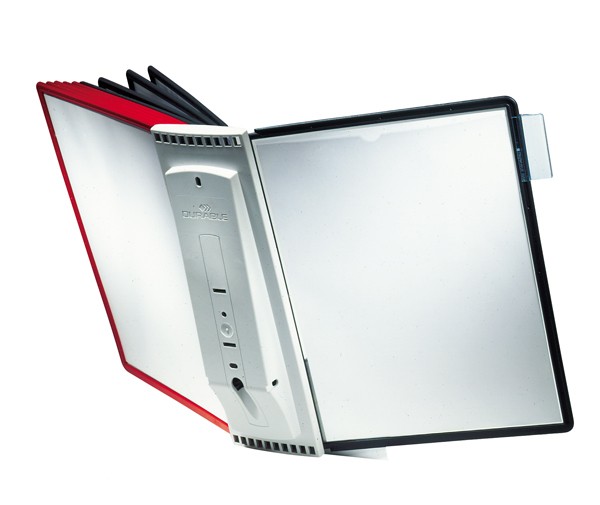 Durable Wandhalter Sherpa Wall mit 10 eingefassten Sichttafeln DIN A4, leichtes Herausnehmen und Ein