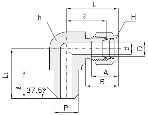 Abmessungen Hy-Lok Winkelverschraubung mit Schweißanschlussrohr Typ CLW