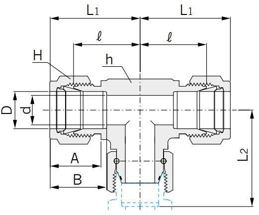 Abmessungen Hy-Lok Verschraubung T-Form Typ CBST