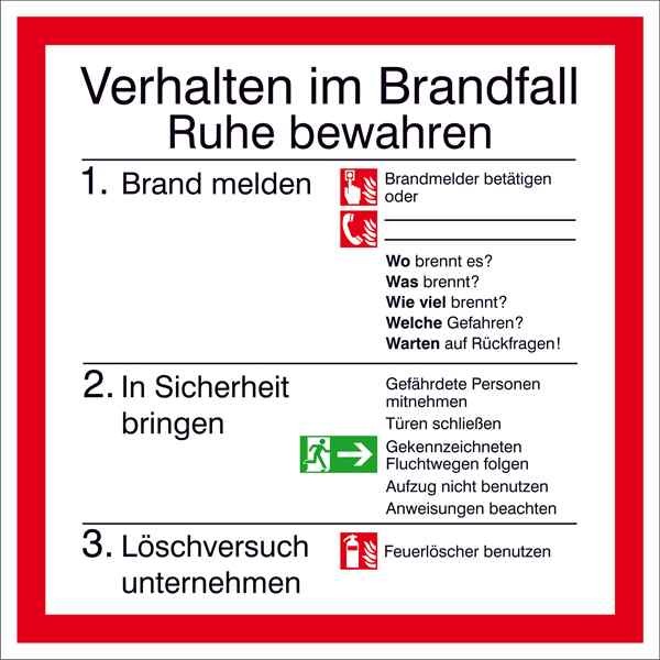 Aushang - Brandschutz Verhalten im Brandfall