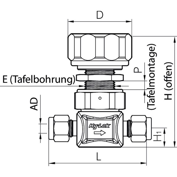Hy-Lok Membranventil – Serie DVH, Niederdruck, Hy-Lok Rohrverschraubung