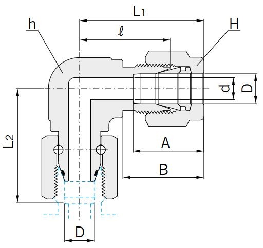 Abmessungen Hy-Lok Verschraubung L-Form Typ CSL