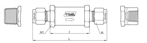 Abmessungen Hy-Lok Inline-Filter