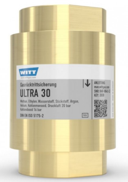 Gasrücktrittsicherung Ultra 30 Messing