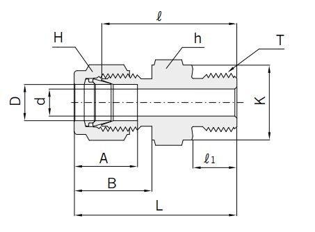 Abmessungen Hy-Lok Einschraubverschraubung mit metallischer Dichtkante Typ COM