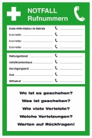 Aushang - Notfall Notfall Rufnummern Aushang - Notfall Notfall Rufnummern