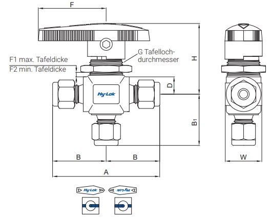 Hy-Lok 3-Wege Kugelhahn B1SV3 Serie 112S