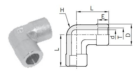 Muffenschweißfitting, L-Form, 90°